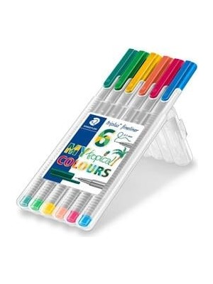 Staedtler Fineliner Kalem 6 lı 0.3 mm Tropikal Renkleri