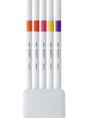 Uni Emott 0.4 mm Fine Akrilik Uçlu Kalem 5li Kırmızılı Tonları