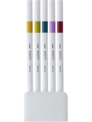 Uni Emott 0.4 mm Fine Akrilik Uçlu Kalem 5li Retro Renk