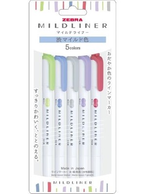 Zebra Mildliner Çift Taraflı Fırça Uçlu Işaretleme Kalemi 5li Set  5C-NC-N SET
