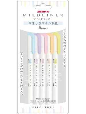 Zebra Mildliner Çift Taraflı Fırça Uçlu Işaretleme Kalemi 5li Set  5C-YC-N SET