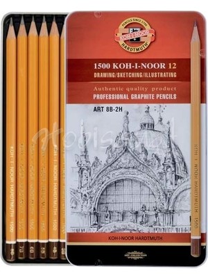 Koh-i-Noor Profesyonel 1502/II 8B-2H Dereceli Metal Kutu Kalem Seti