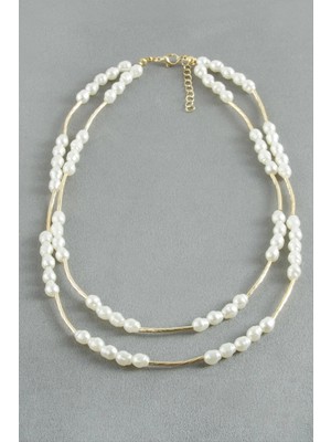 Marsilyan Oval Inci Ikili Kolye