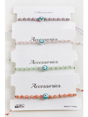 Marsilyan Nazar Kristal Makrome Ip Bileklik 8 mm