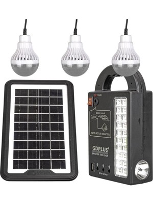 PowerMaster GD-999 Güneş Enerjili Solar Aydınlatma Sistemi 3 Ampullü Powerbank Özellikli Taşınabilir Kamp Seti