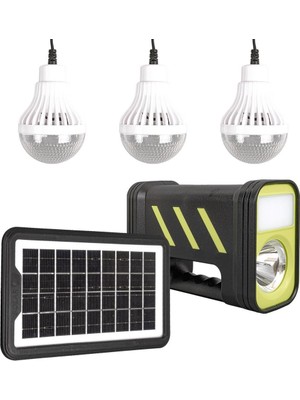 Powermaster GD-12 Akülü Solar Panelli 3 Ampullü Solar Işıldak Fener