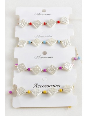 Marsilyan Baklava Boncuk Inci Makrome Ip Bileklik