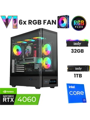 İzoly Odin i3 12100F 32GB DDR4 RAM 1TB Nvme M.2 SSD RTX5060 8GB Oyuncu Oem Seti