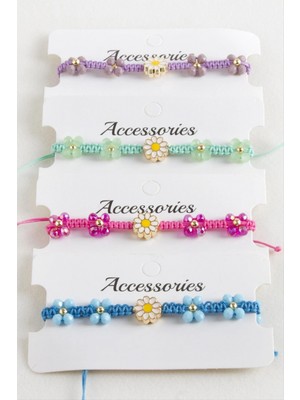 Marsilyan Papatya Mineli Makrome Örgülü Ip Bileklik