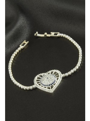 Marsilyan Kalp Zirkon Taşlı Çocuk Bileklik 16 cm