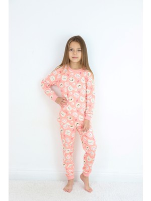 Harika Kids Kız Çocuk Orta Kalınlıkta Basic Baskılı Pijama Takımı