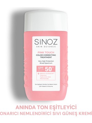 Sinoz  Pink Touch Anında Ton Eşitleyici Onarıcı Nemlendirici Pembe Yüz Güneş Kremi Spf50