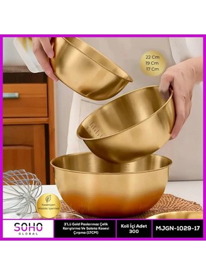 Tncline 3lü Gold Paslanmaz Çelik Kase Seti