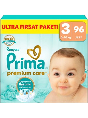 Prima Bebek Bezi Premium Care 3 Numara 96 Adet Ultra Fırsat Paketi