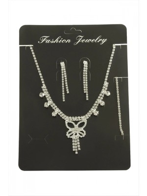 Marsilyan Kelebek Taşlı Set Kolye