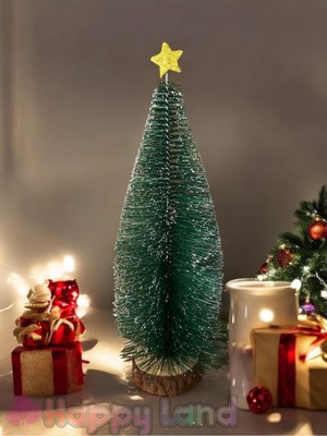 Empressco Yılbaşı 25 cm Masa Üzeri Mini Ağaç Seti, Yeşil, Karlı ve Şık Hediye Seçeneği