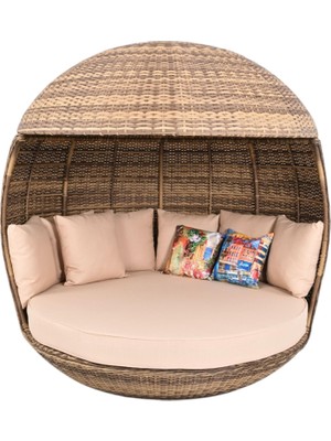 World Daybed | 200 cm Rattan Bahçe Kral Yatağı