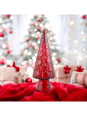 Empressco Kırmızı Renkli Cam Yılbaşı Ağacı Süsü 34 cm Parlak Dekorasyon Parçası