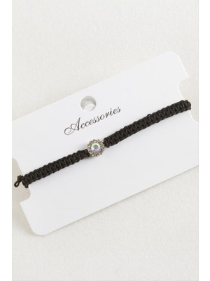 Marsilyan Çiçek Taşlı Makrome Örgülü Bileklik