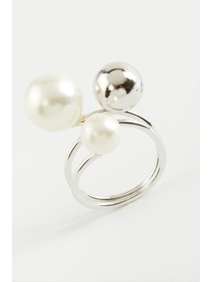 Marsilyan Yuvarlak Inci Metal Yüzük