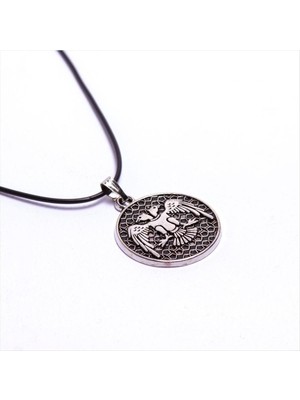 Marsilyan Çift Başlı Kartal Figürlü Vinlex Deri Kolye