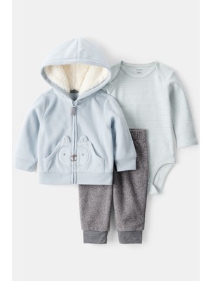 Carter's Erkek Bebek Hırkalı 3'lü Takım Mavi 1T879010