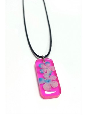 Marsilyan Kartopu Çiçeği Dikdörtgen Epoksi Kolye