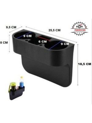REIHMANN Jeep Avenger 2023-2024-2025 Araç Içi Koltuk Arası Bardak Tutucu & Başlık Askılı Bardaklık Organizer – Siyah, 26.5X8X9.5 cm – Pratik Eşya Düzenleyici