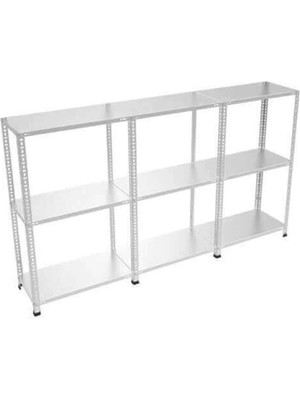 Rafistan 3 Katlı Galvaniz Çelik Raf 43x279x200 cm - Depo, Arşiv, Kiler, Dosya, Market Rafı