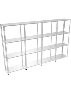 Rafistan 4 Katlı Galvaniz Çelik Raf 31x372x200 cm - Depo, Arşiv, Kiler, Dosya, Market Rafı