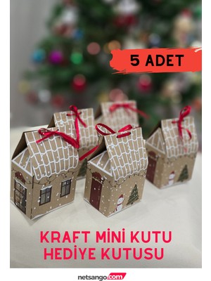 Empressco Yılbaşı Temalı Ev Desenli Küçük Hediye Kutuları, 5 Adet, Renkli ve Şık Tasarım