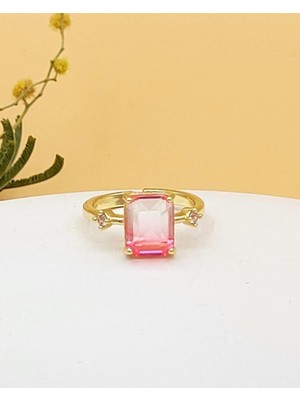 Nevoka Pembe Zirkon Taş Baget Yüzük