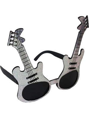 Zenvia Gümüş Renk Rockn Roll Gitar Şekilli Parti Gözlüğü 15X15 cm