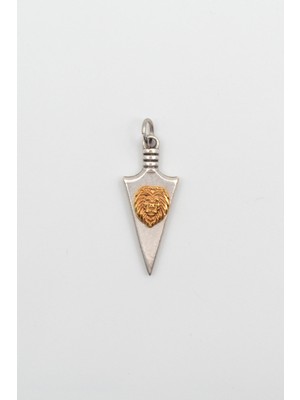 Alooya Ok Ucu Aslan Figürlü Gümüş Kaplama Kolye Ucu