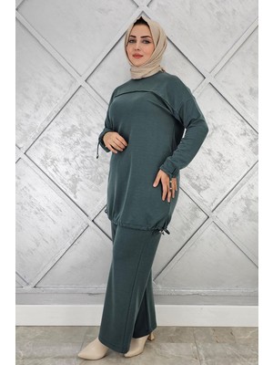 Pys Giyim Kadın Taş Detaylı Manşeti Bağcıklı Tesettür Takım