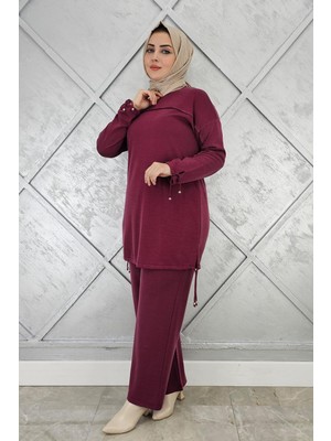 Pys Giyim Kadın Taş Detaylı Manşeti Bağcıklı Tesettür Takım