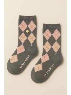 Kız Çocuk Ekoseli Soket Çorap
