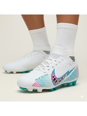 Twingo Beyaz/pembe/turkuaz Bilekli Futbol Kramponu | Profesyonel Halı Saha & Çim Saha Ayakkabısı 585