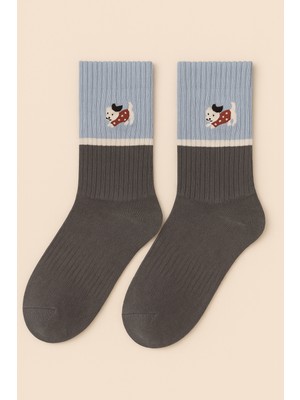 Katia & Bony Unisex Köpek Nakışlı Soket Çorap Mavi