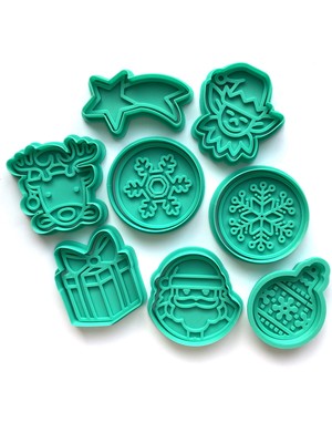 Craftelle 8'li Yılbaşı Karakter Seti | Noel Baba, Geyik, Elf, Hediye, Kar Tanesi | Kış Temalı Parti ve Hediye | Şeker Hamuru, Kil Şekillendirici