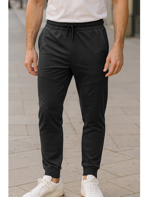 Remsa Paçası Beli Lastikli 3 Cepli Fermuar Detaylı Erkek Eşofman Altı 6630 Siyah