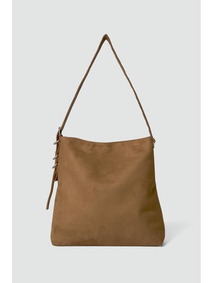 Shule Bags Vague Süet Omuz Çantası Camel
