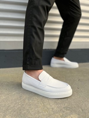 JY180 Estilo x Bağcıksız Cilt Erkek Günlük Spor Klasik Ayakkabı Cbt - Beyaz