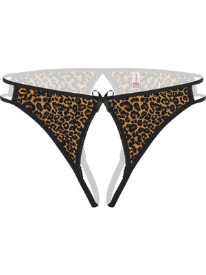 Ağı Açık Leopar Desenli Büyük Beden Fantazi Külot