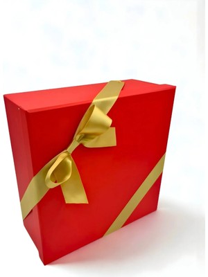 Smart Box Kırmızı Hediye Kutusu, Kurdeleli – Lüks Kutu, Takı, Sert Kutu, Yılbaşı, Sevgililer Günü(Orta Boy)