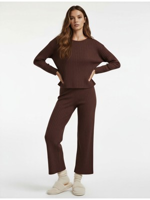 Koton Uzun Kollu Bisiklet Yaka Rahat Kalıp Pijama Üstü