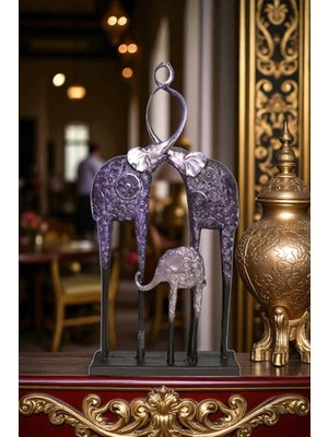 Ay Hediyelik Fil Ailesi Biblo - Dekoratif Polyester 16X35 cm