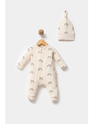 By Bubbles Cute Turtle %100 Organik Pamuk Waffle Kumaş Bebek Fermuarlı Tulum