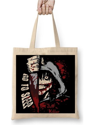 Toyaso Tokyo Ghoul Kaneki Jeff The Killer - Go To Sleep Beyaz Bez Çanta Uzun Saplı Alışveriş Çantası