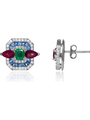 EP Designs Renkli Baget Taşlı Küpe